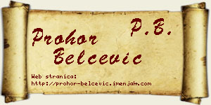 Prohor Belčević vizit kartica
